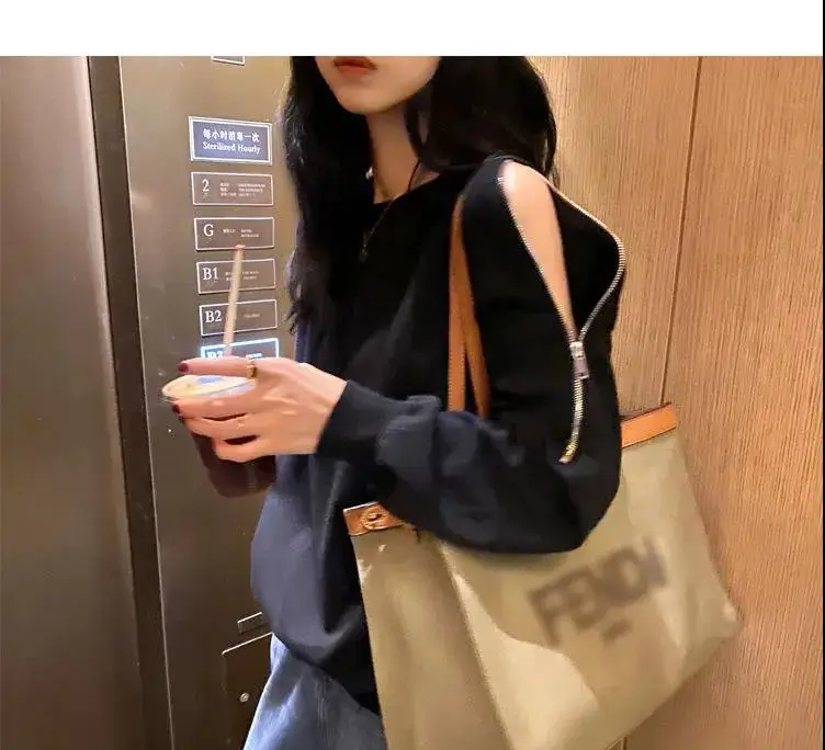 Women's Grey Zipper Off-Shoulder Sweater Long Sleeve — feature 16