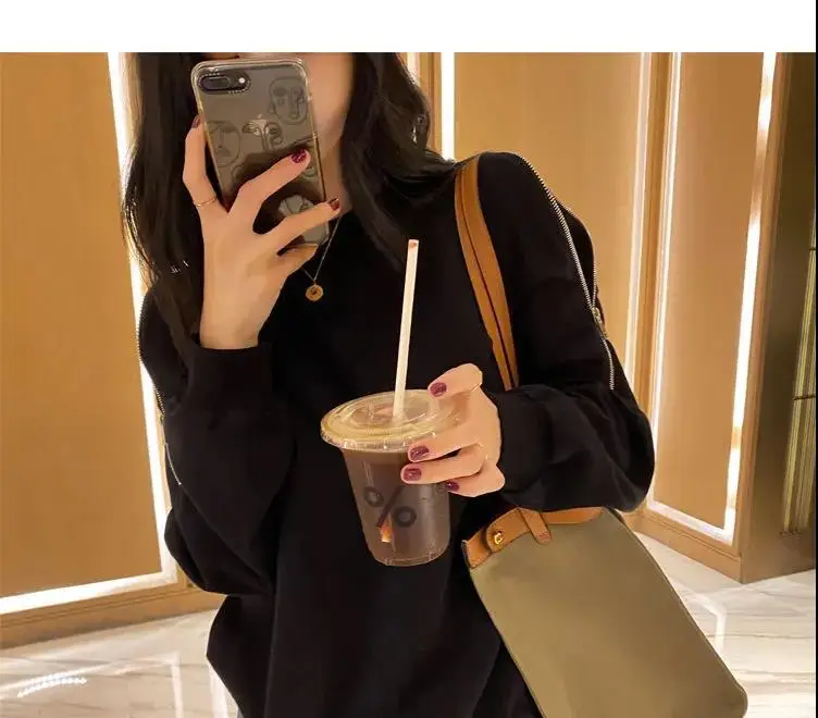 Women's Grey Zipper Off-Shoulder Sweater Long Sleeve — feature 17