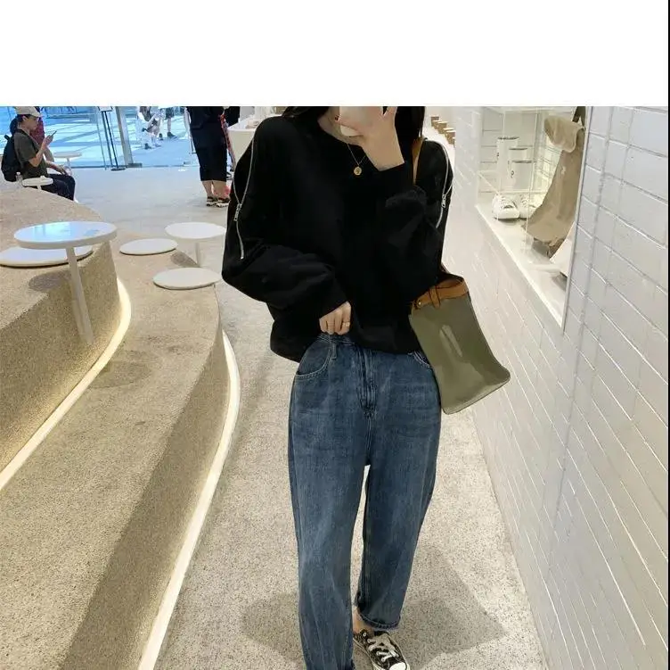 Women's Grey Zipper Off-Shoulder Sweater Long Sleeve — feature 28