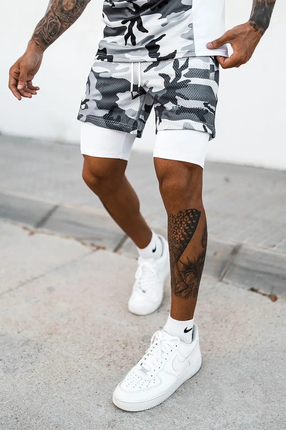 Men Black Orange Two Layer Sports Shorts Training Pants - Image 7