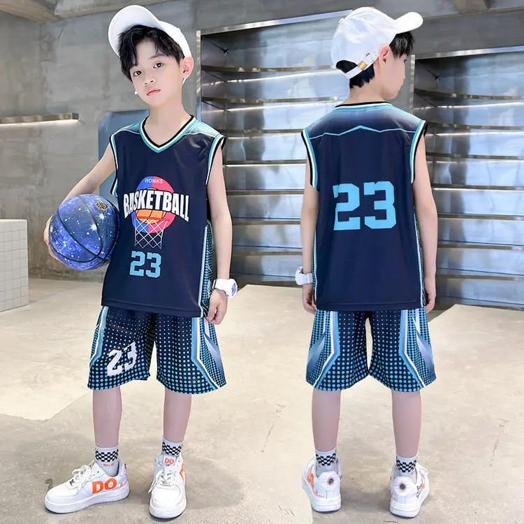 Boys Basketball 2Pc Blue Gradient Shorts Set Medium Large - Image 10