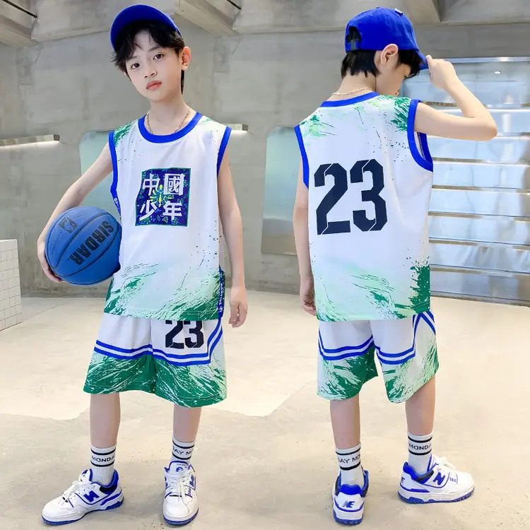 Boys Basketball 2Pc Blue Gradient Shorts Set Medium Large - Image 17