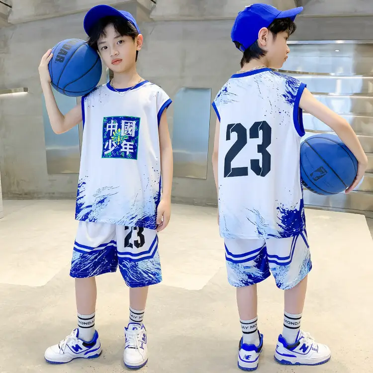 Boys Basketball 2Pc Blue Gradient Shorts Set Medium Large - Image 18