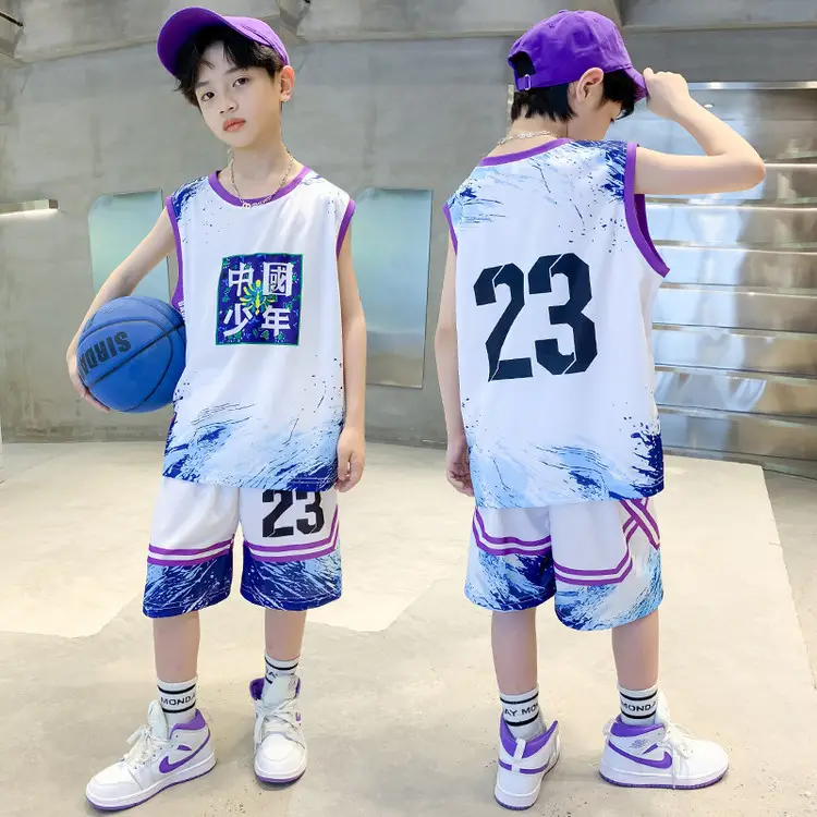 Boys Basketball 2Pc Blue Gradient Shorts Set Medium Large - Image 19