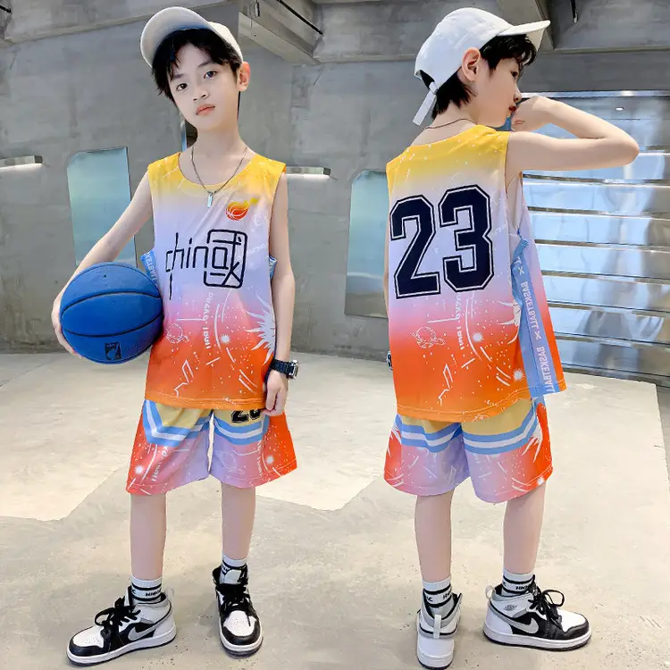 Boys Basketball 2Pc Blue Gradient Shorts Set Medium Large - Image 22