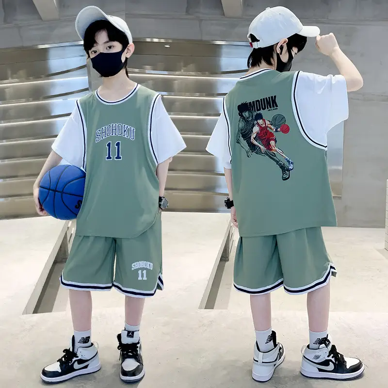 Boys Basketball 2Pc Blue Gradient Shorts Set Medium Large - Image 29