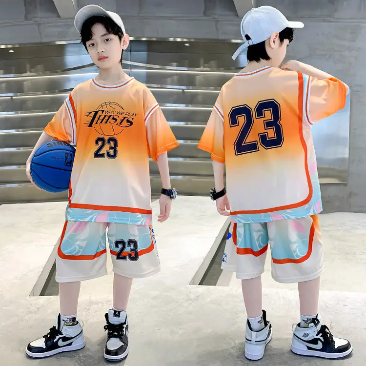 Boys Basketball 2Pc Blue Gradient Shorts Set Medium Large - Image 31