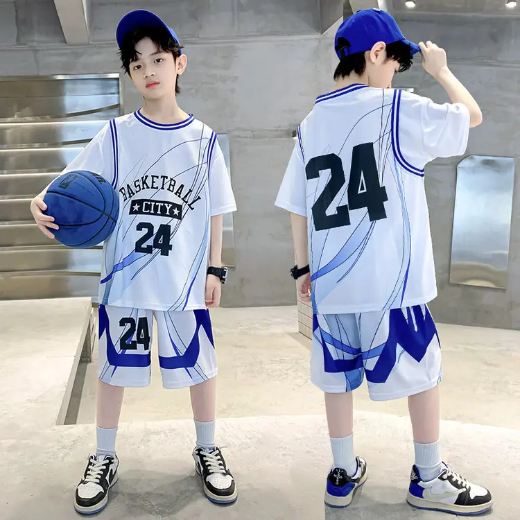 Boys Basketball 2Pc Blue Gradient Shorts Set Medium Large - Image 34