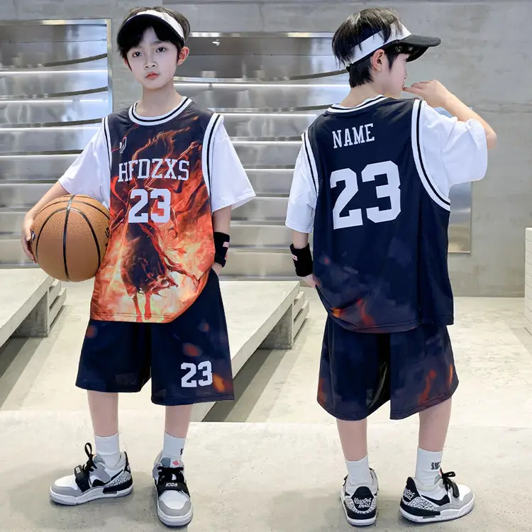 Boys Basketball 2Pc Blue Gradient Shorts Set Medium Large - Image 37
