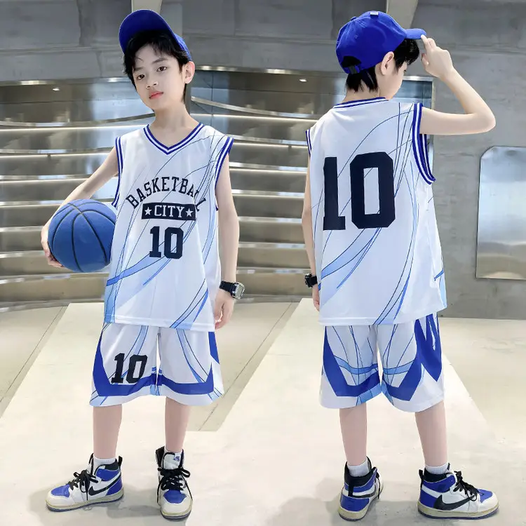 Boys Basketball 2Pc Blue Gradient Shorts Set Medium Large - Image 7