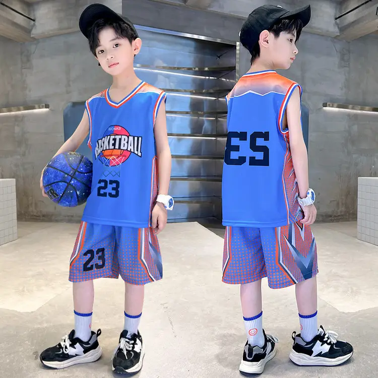 Boys Basketball 2Pc Blue Gradient Shorts Set Medium Large - Image 9