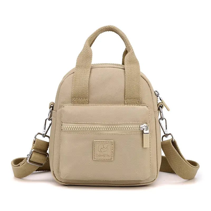 Water-repellent Crossbody Bag for Women Beige Nylon - Image 7