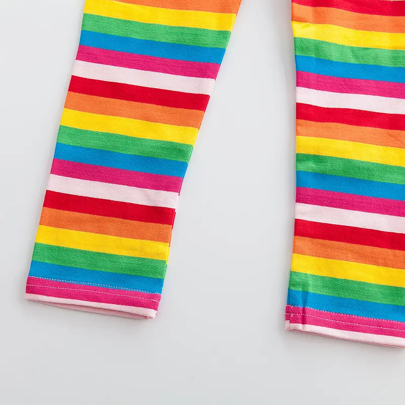 Rainbow Striped Korean Cartoon Pants for Girls Cotton - Image 3
