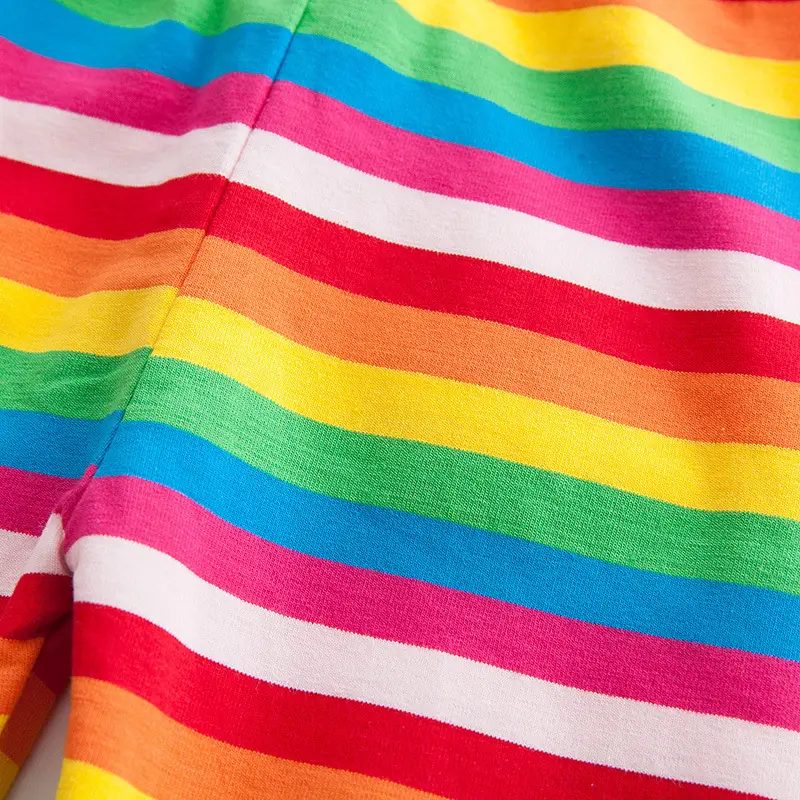 Rainbow Striped Korean Cartoon Pants for Girls Cotton - Image 4