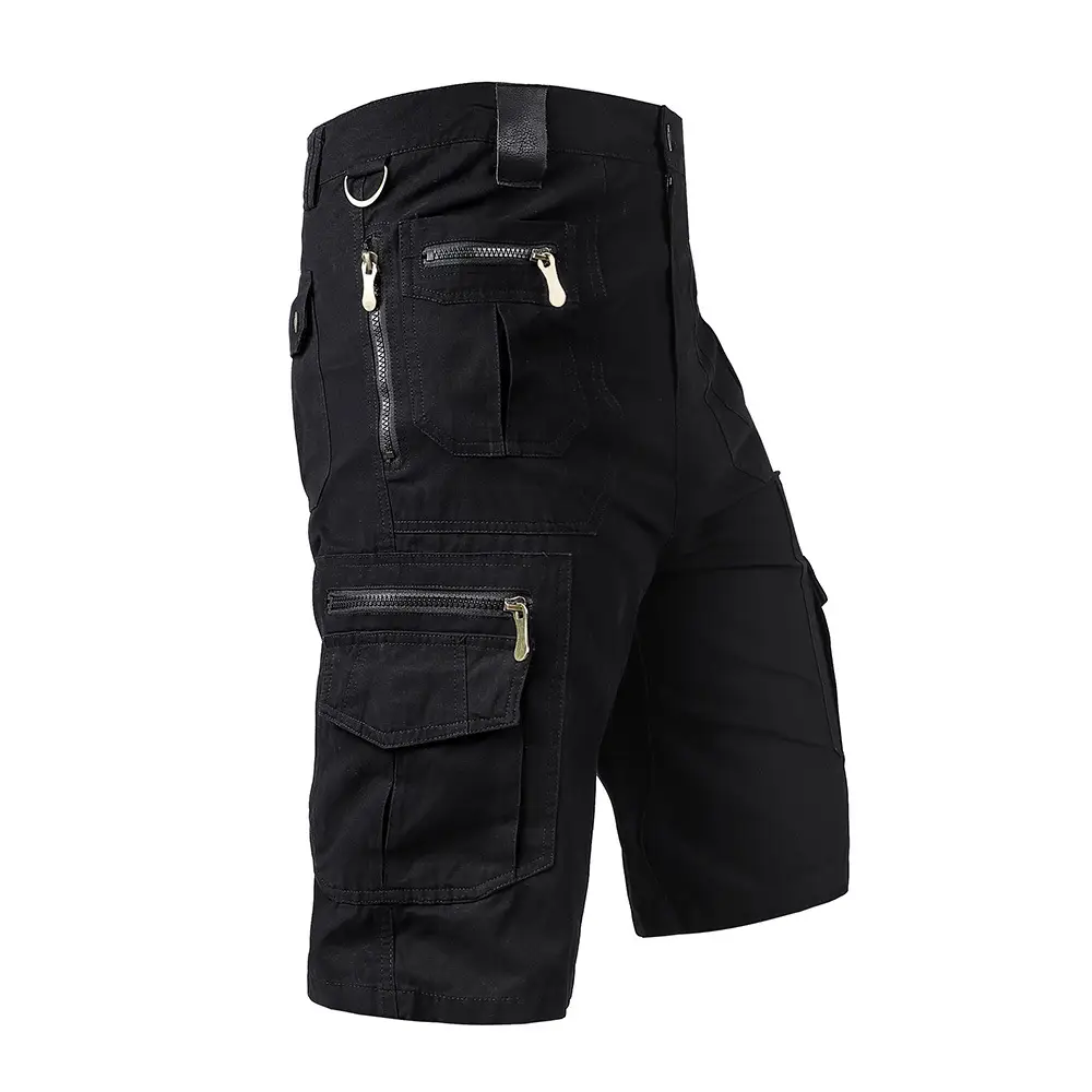 Men's Cropped Cargo Shorts Tan Multi-Pocket Summer - Image 3