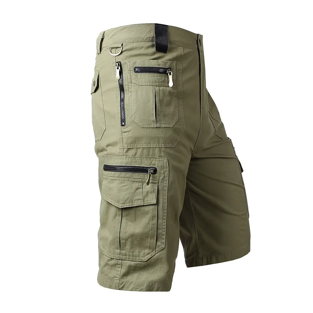 Men's Cropped Cargo Shorts Tan Multi-Pocket Summer - Image 4