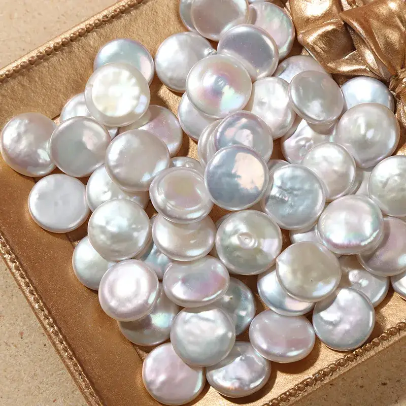 12-13mm Natural Freshwater Pearl Baroque Buttons - Image 2