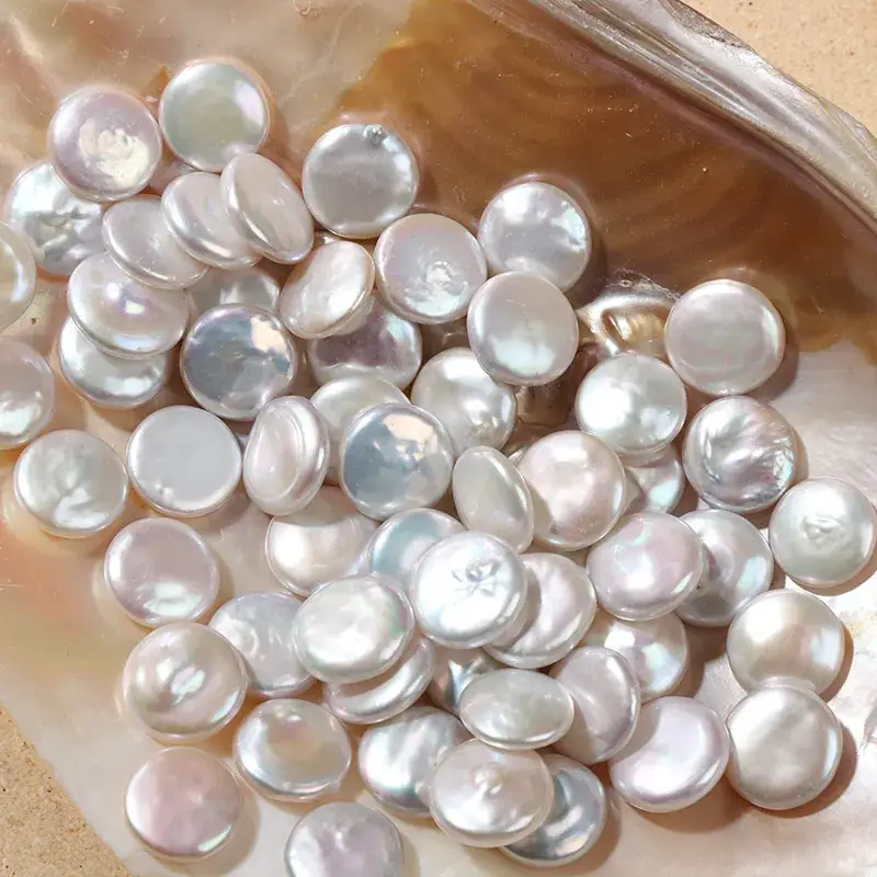 12-13mm Natural Freshwater Pearl Baroque Buttons - Image 4
