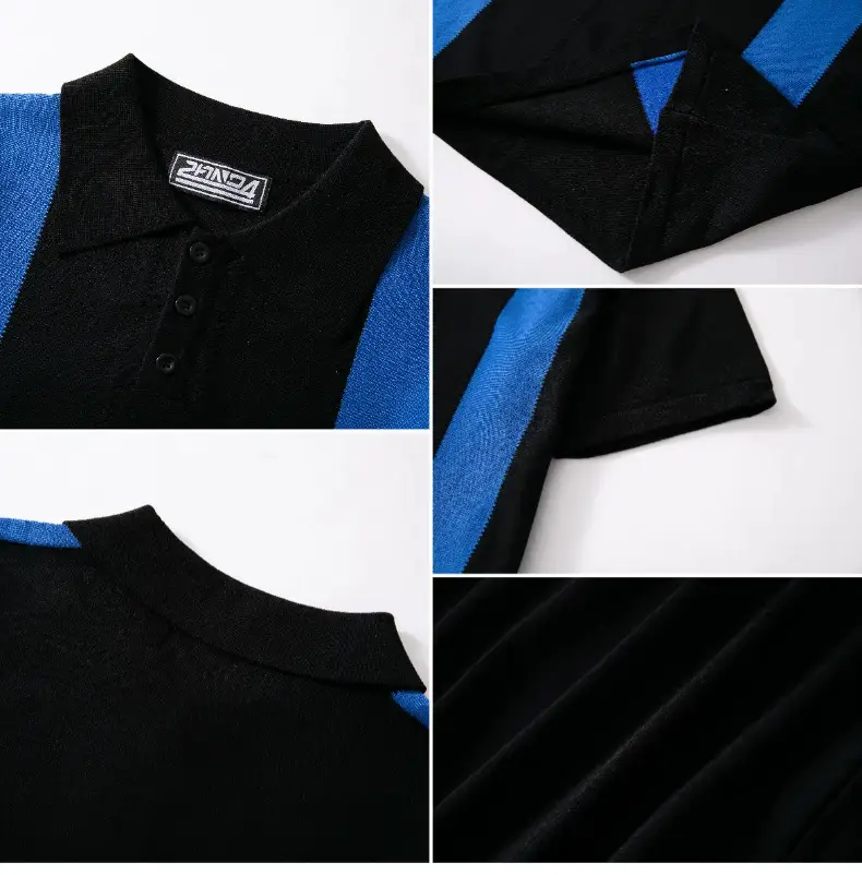 Men White Blue Striped Slim Fit Polo Shirt — feature 12