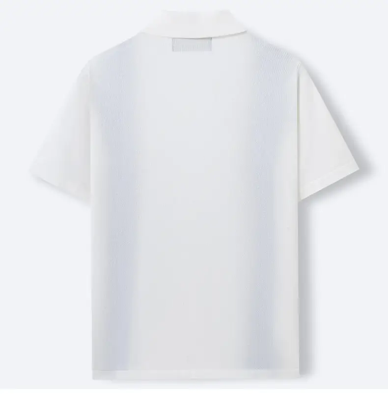 Men White Blue Striped Slim Fit Polo Shirt — feature 8