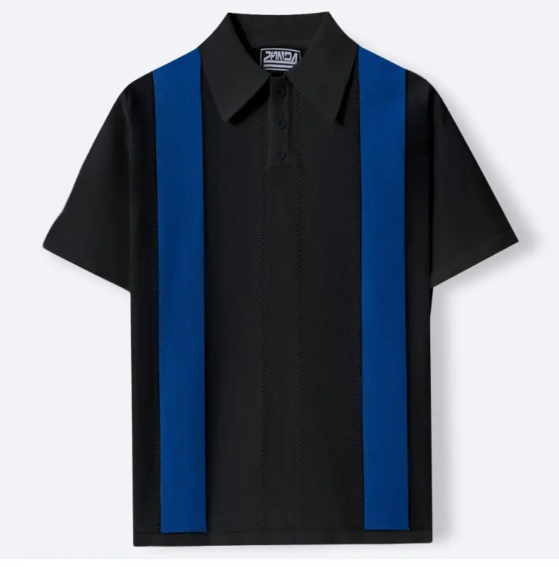 Men White Blue Striped Slim Fit Polo Shirt — feature 9