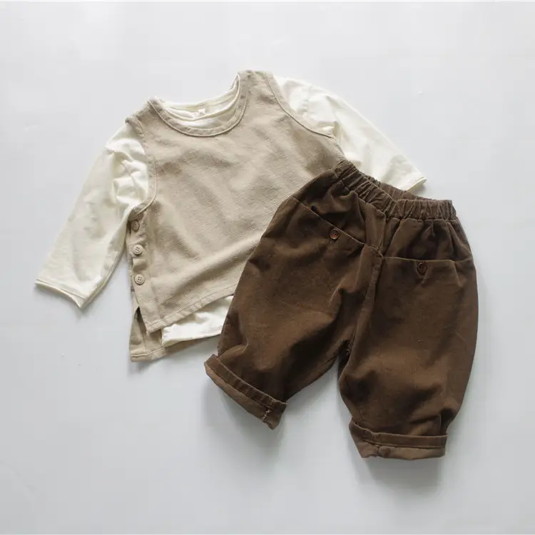 2026 Kids Cotton T-Shirts Spring Loose Round Neck Solid Color