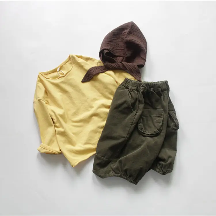 2026 Kids Cotton T-Shirts Spring Loose Round Neck Solid Color — feature 10