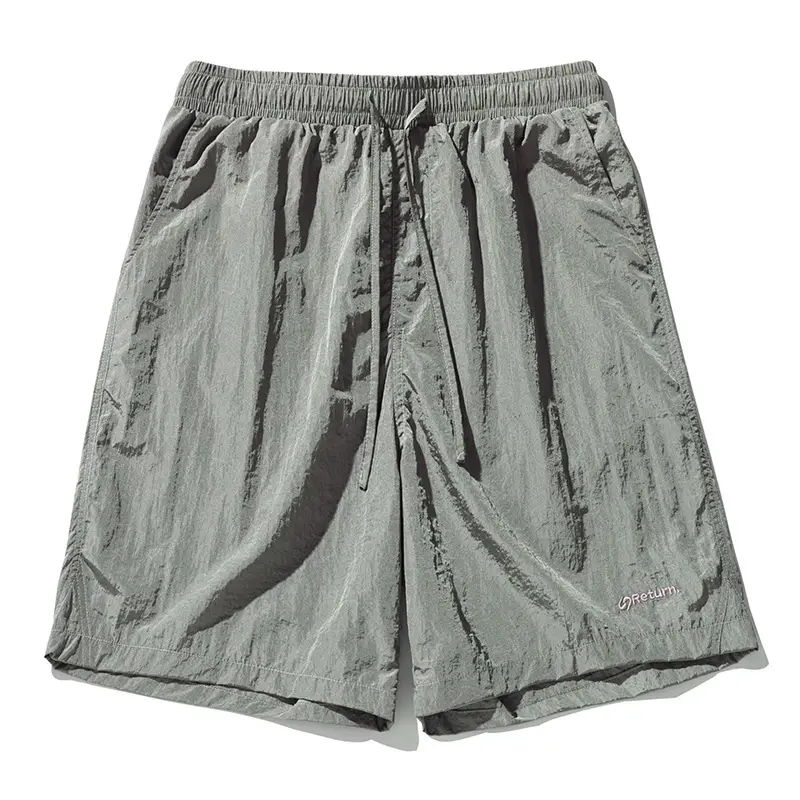 Men Drawstring Capri Shorts Beige with Pocket - Image 2