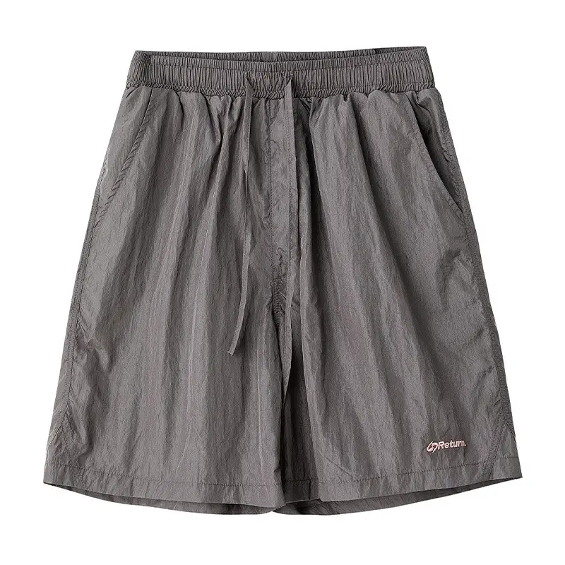 Men Drawstring Capri Shorts Beige with Pocket - Image 3