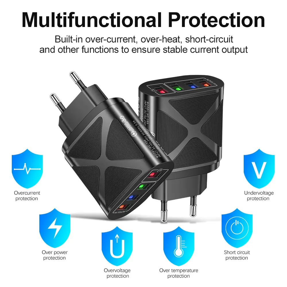 4 USB Fast Charge 15W Multi USB Mobile Charger - Image 4
