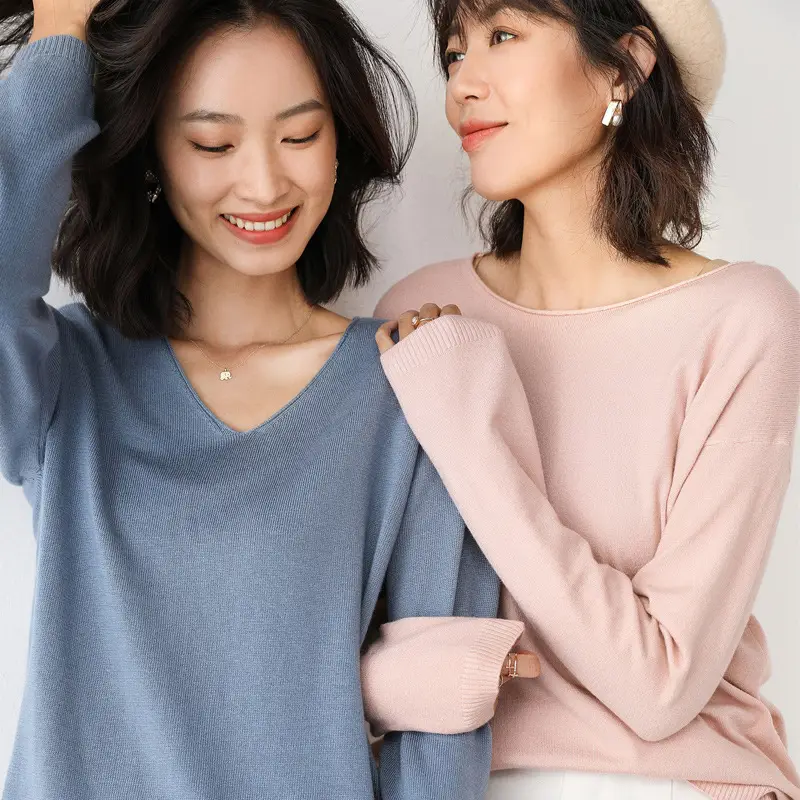 Women's 2022 Knitted Wool Pullover Sweater Round Neck - Image 23