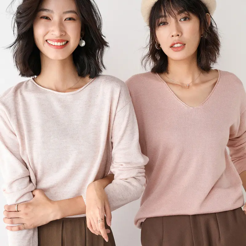 Women's 2022 Knitted Wool Pullover Sweater Round Neck - Image 24