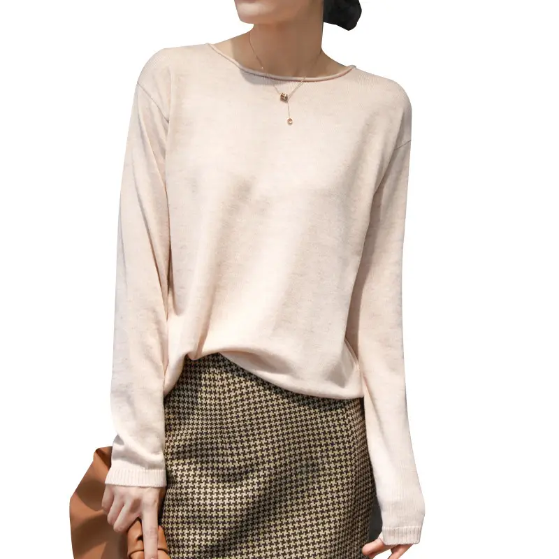 Women's 2022 Knitted Wool Pullover Sweater Round Neck - Image 25