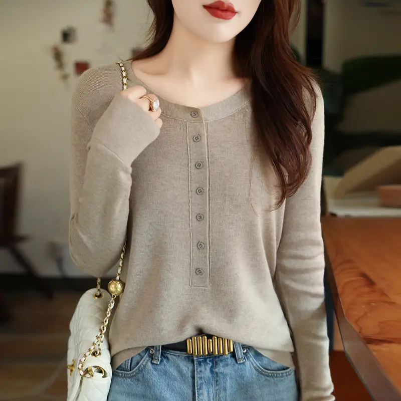 Women's 2022 Knitted Wool Pullover Sweater Round Neck — feature 11