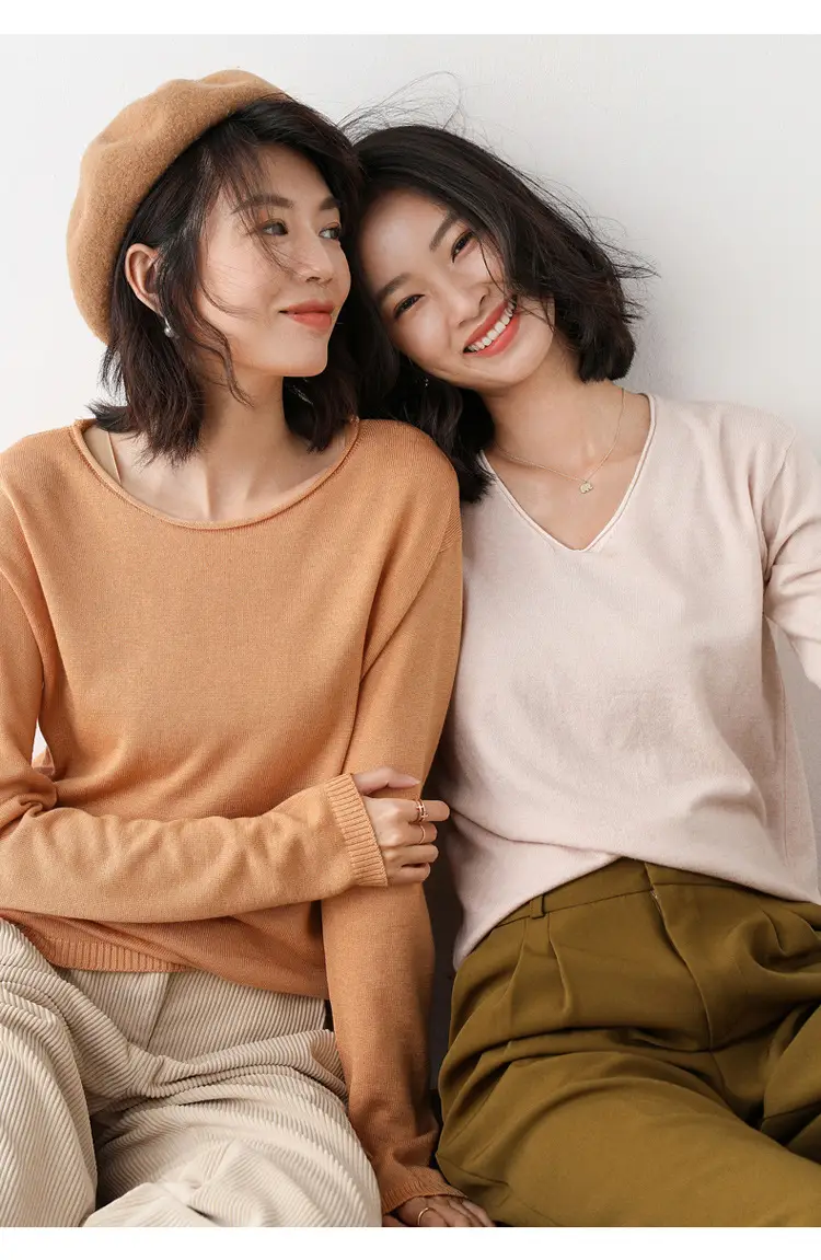 Women's 2022 Knitted Wool Pullover Sweater Round Neck — feature 26