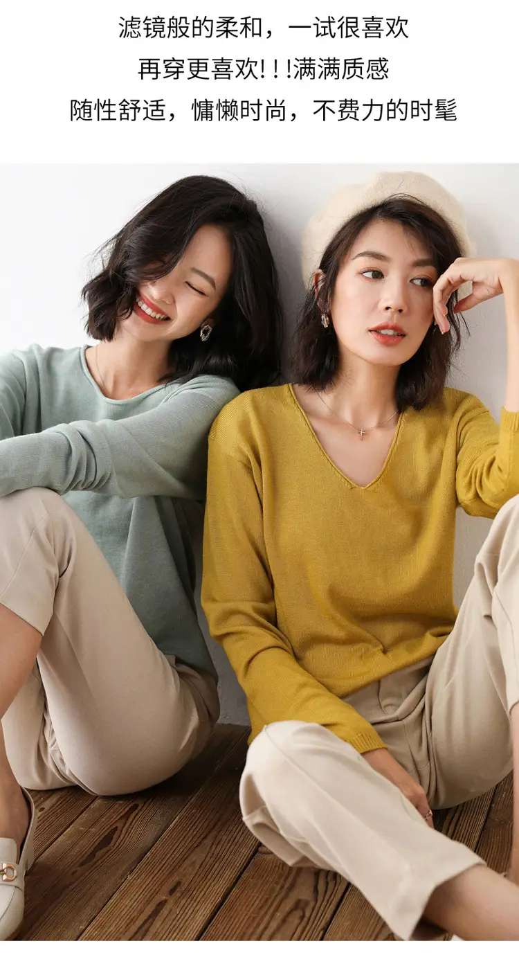 Women's 2022 Knitted Wool Pullover Sweater Round Neck — feature 41