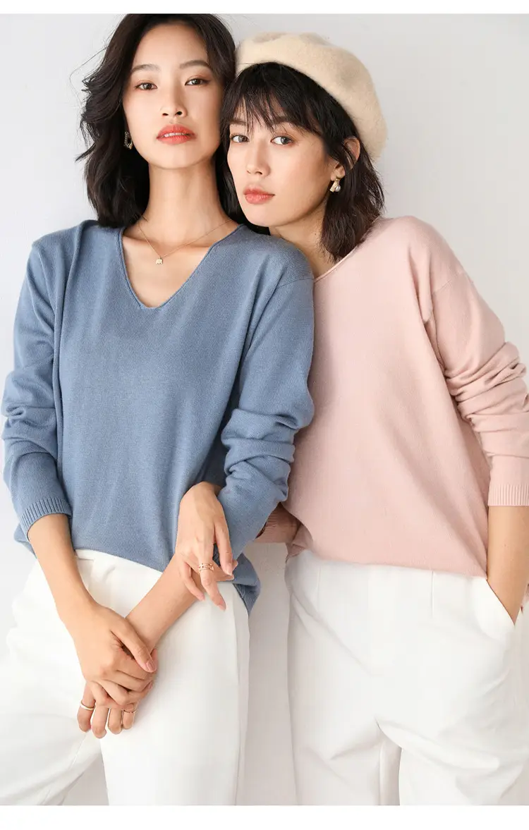 Women's 2022 Knitted Wool Pullover Sweater Round Neck — feature 44