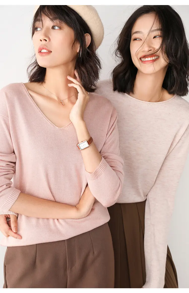 Women's 2022 Knitted Wool Pullover Sweater Round Neck — feature 48