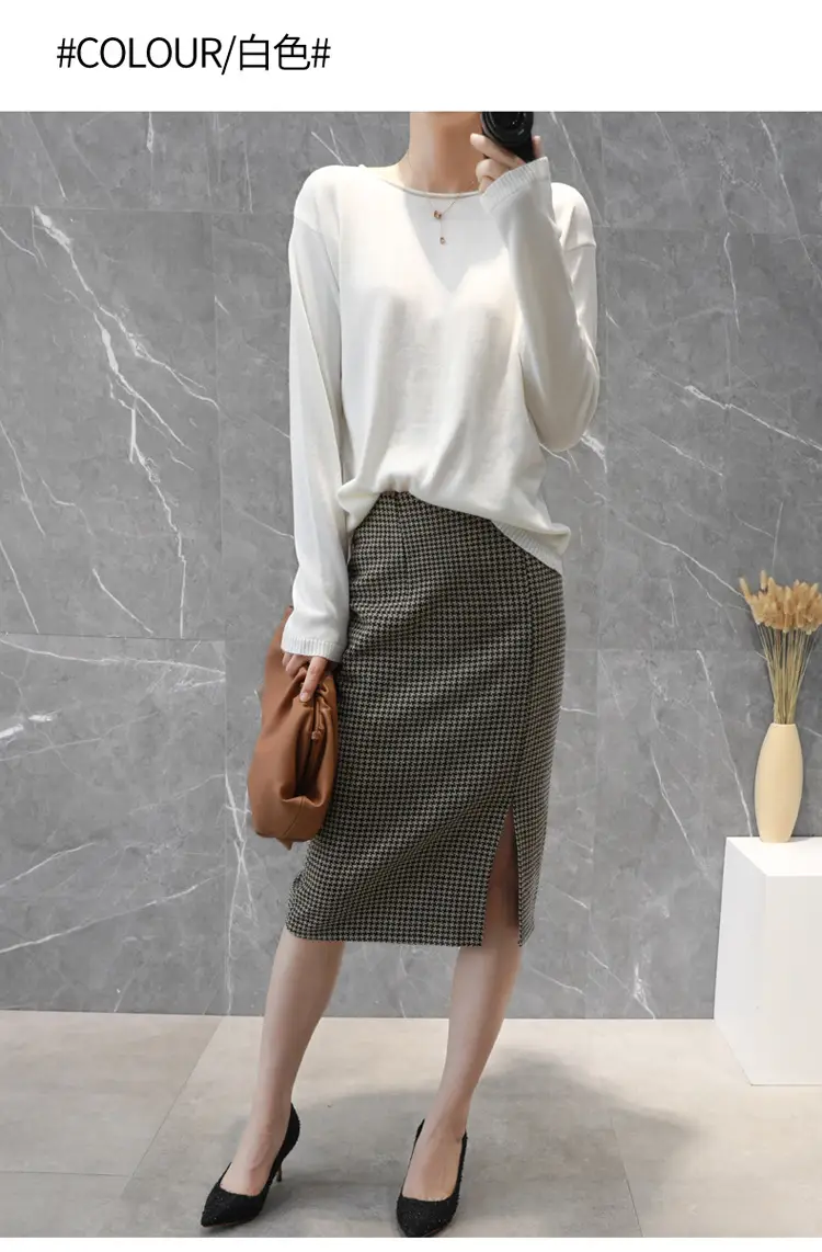 Women's 2022 Knitted Wool Pullover Sweater Round Neck — feature 51