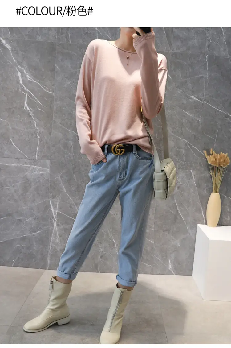 Women's 2022 Knitted Wool Pullover Sweater Round Neck — feature 54