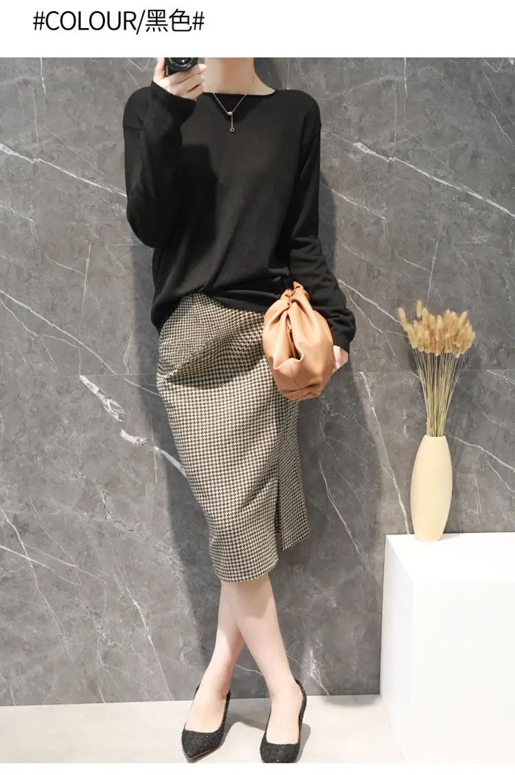 Women's 2022 Knitted Wool Pullover Sweater Round Neck — feature 58