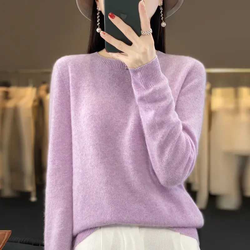 Women's 2022 Knitted Wool Pullover Sweater Round Neck — feature 9