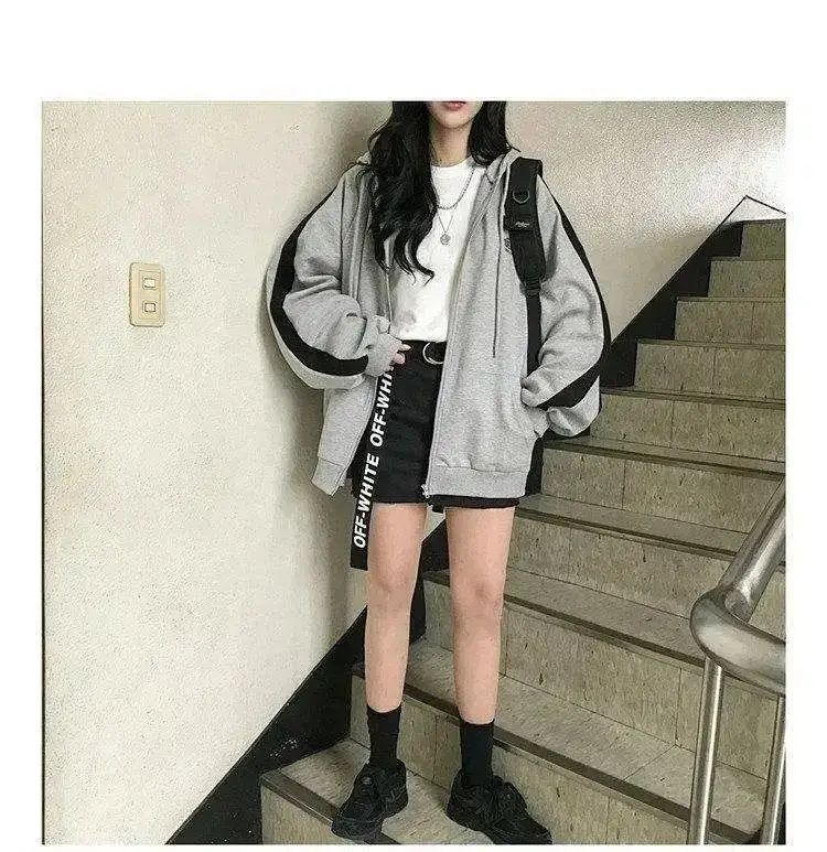 Women Grey Hooded Zipper Sweatshirt Autumn 2025 — feature 9