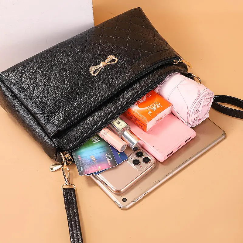 Red Quilted Bow Shoulder Bag for Women - Image 8