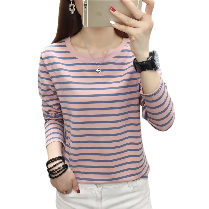 Women Striped Long Sleeve T-Shirt Autumn 2024 - Image 20