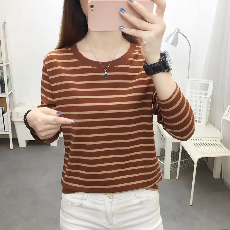Women Striped Long Sleeve T-Shirt Autumn 2024 - Image 9