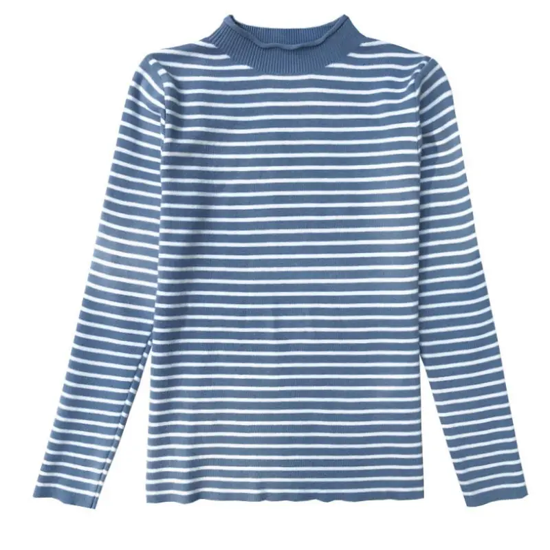 Women Striped Knit Turtleneck Pullover Set - Image 12