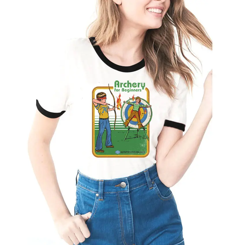 Women's Evil Science Cartoon T-Shirt with Red Trim