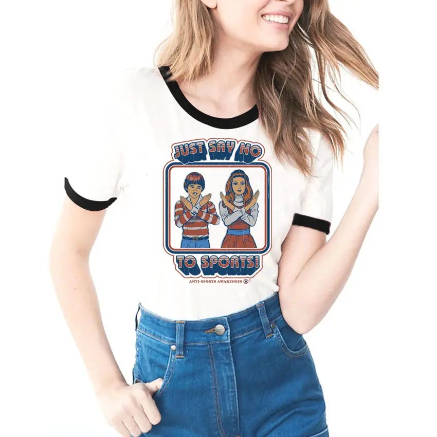 Women's Evil Science Cartoon T-Shirt with Red Trim