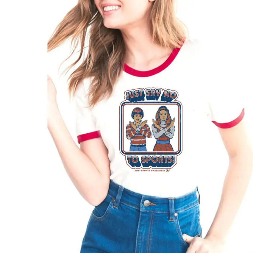 Women's Evil Science Cartoon T-Shirt with Red Trim
